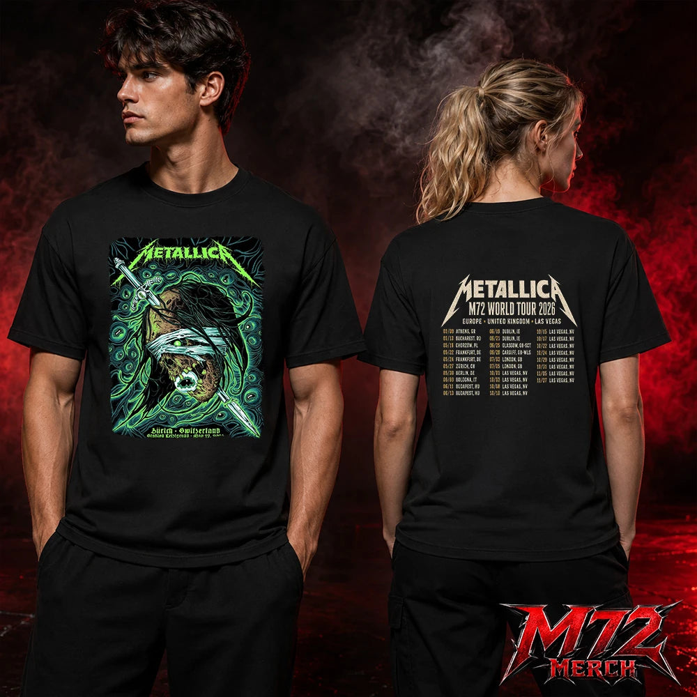Metallica World Tour M72 May 27 2026 Zürich Switzerland Stadion Letzigrund Mummy Dagger Eye 2 Side T-Shirt